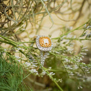 Natural Yellow Diamond Cushion Ring D1.00ct d0.29ct,18K